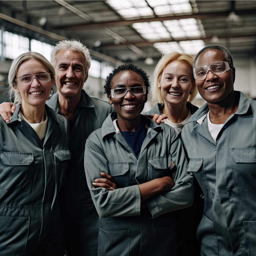 Equipe de produção na indústria
